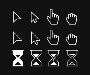 Poster - Arrow web cursors, digital hand pointers vector black pictograms. Vector illustration.