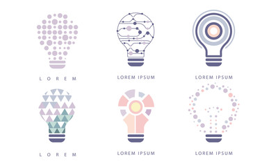 Poster - Light Bulbs Set, Modern Digital Technology, Creative Idea, Label, Badges Design Vector Illustration