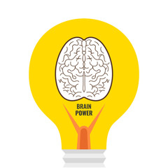 Poster - Brain in light bulb. Generate think creative innovation idea. Brain power concept. Vector illustration.