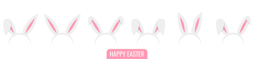 Poster - Set of easter bunny ears isolated mask on background. Vector illustration.