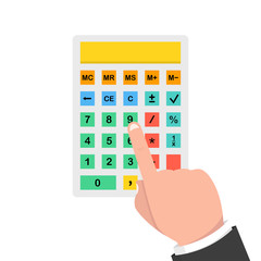 Poster - Hand with calculator. Vector Illustration.