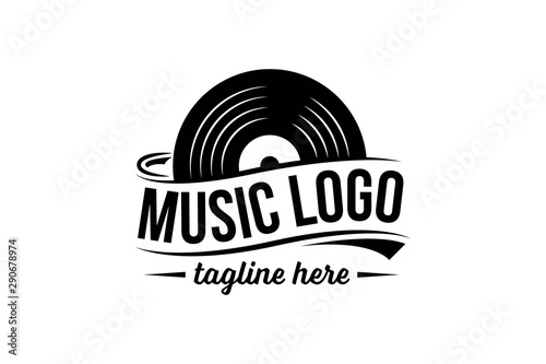 Fotografía Vinyl record logo template. Vector music icon or emblem.