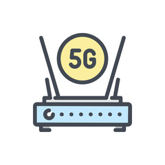 Poster - 5G router color line icon. 5G network vector outline colorful sign.