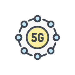 Poster - 5G connection color line icon. 5G network vector outline colorful sign.
