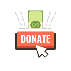 Poster - Donate button with cursor. Vector illustration.