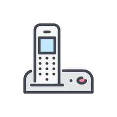Poster - Landline phone color line icon. Home appliance vector outline colorful sign.