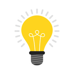 Poster - Light bulb icon over white background. Idea concept. Flat cartoon style. Vector illustration.