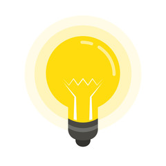 Poster - Light bulb icon over white background. Idea concept. Flat cartoon style. Vector illustration.