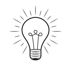 Poster - Light bulb icon over white background. Idea concept. Flat cartoon style. Vector illustration.
