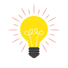 Poster - Light bulb icon over white background. Idea concept. Flat cartoon style. Vector illustration.