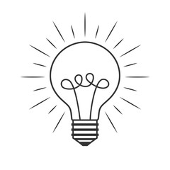 Poster - Light bulb icon over white background. Idea concept. Flat cartoon style. Vector illustration.