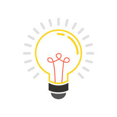 Poster - Light bulb icon over white background. Idea concept. Flat cartoon style. Vector illustration.
