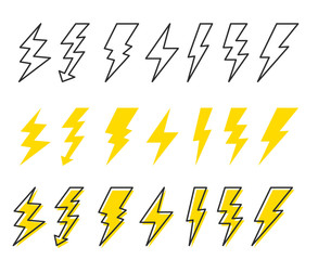 Poster - Lightning set. Cartoon style. Vector illustration.