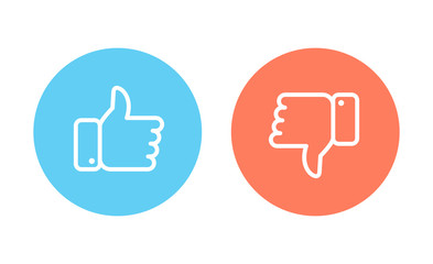 Poster - Like and dislike icons set. Thumbs up and thumbs down. Vector illustration.