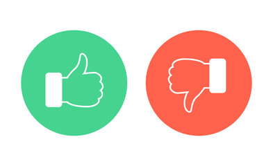 Poster - Like and dislike icons set. Thumbs up and thumbs down. Vector illustration.