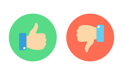 Poster - Like and dislike icons set. Thumbs up and thumbs down. Vector illustration.
