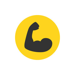 Poster - Biceps strong arm colored. Flat cartoon style. Vector illustration.