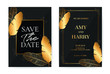 Banana Tropical Invitation cards, Black and Golden luxurious, Invitation and Greet template.