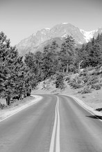 Rocky Mountains, Colorado. Black And White Vintage Tone.