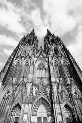 Wall Mural - Cologne cathedral, Germany. Black and white retro style.