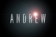 first name Andrew in chrome on dark background with flashes