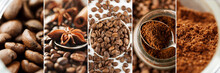 Collage Made Of Different Close-up Images Of Coffee