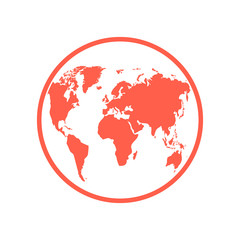 Poster - Earth globe isolated on white background. Flat planet icon. Vector illustration.