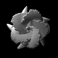 Poster - 3d render abstract figure. White structure made of repetitive elements.