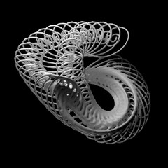 Poster - 3d render abstract figure. White structure made of repetitive elements.