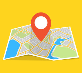 Poster - City map with navigation. Finding the way concept. Vector illustration.