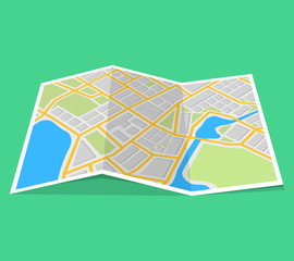 Poster - City map with navigation. Finding the way concept. Vector illustration.