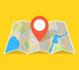 Poster - City map with navigation. Finding the way concept. Vector illustration.