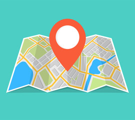 Poster - City map with navigation. Finding the way concept. Vector illustration.