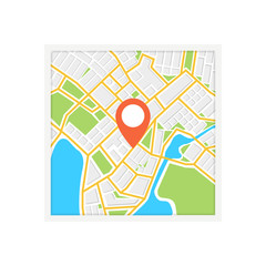 Poster - City map with navigation. Finding the way concept. Vector illustration.