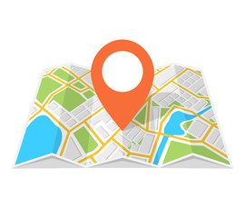 Poster - City map with navigation. Finding the way concept. Vector illustration.