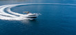 canvas print picture - Aerial view of speed motor boat on open sea