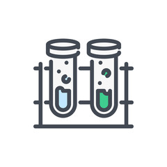 Poster - Сhemical experiment color line icon. Lab flask vector outline colorful sign.