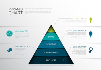 Poster - vector infographic five tier pyramid chart diagram template