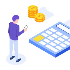 Poster - Online tax payment concept. Web banner, infographics. Isometric vector illustration.