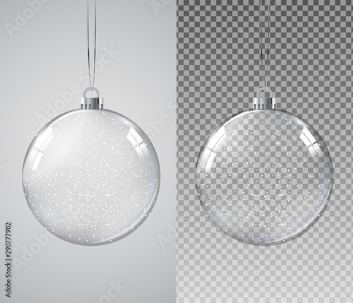 Fotomural Glass Transparent Christmas Ball with Snow. Vector Illustration