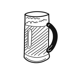 Wall Mural - Hand drawn glass of beer isolated on a white
