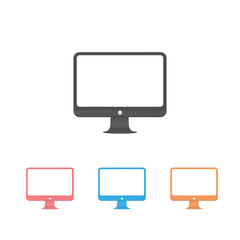 Poster - Monitor computer set icon. Frame monitor mock up with blank white screen. Vector