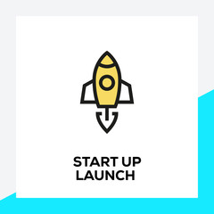 Wall Mural - START UP LAUNCH LINE ICON SET