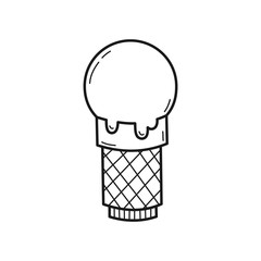 Poster - Hand drawn Ice Cream Cone isolated on a white. Great for menu, poster or label. Vector illustration.