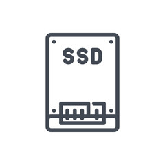 Poster - Solid-state drive line icon. SSD vector outline sign.
