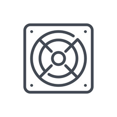 Poster - Сomputer power supply line icon. Power box for PC vector outline sign.