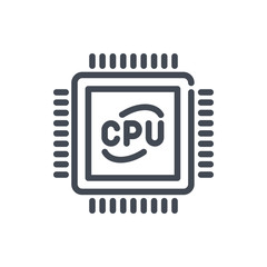 Poster - Computer processor line icon. CPU vector outline sign.