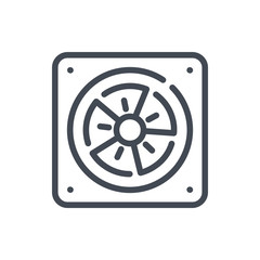 Poster - Computer fan line icon. PC cooler vector outline sign.