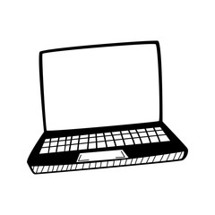 Fototapete - Hand drawn Laptop isolated on a white. Sketch. Vector illustration.