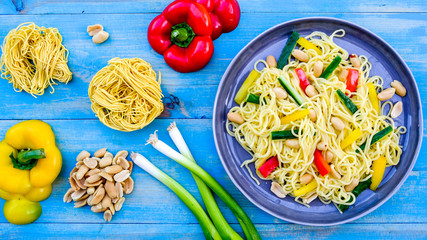 Wall Mural - Noodle and Peanut Salad With Peanuts